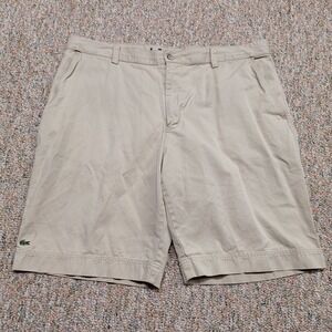 Lacoste Shorts Mens 40 Khaki Beige Classic Fit Chino Twill Cotton Golf Preppy